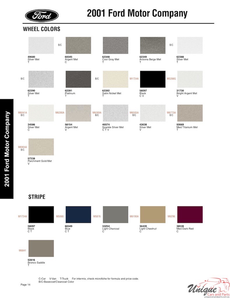 2001 Ford Paint Charts Sherwin-Williams 4